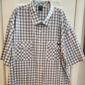 Men's ENYCE Size 5X Blue White Plaid Casual Short Sleeve Button Down Shirt